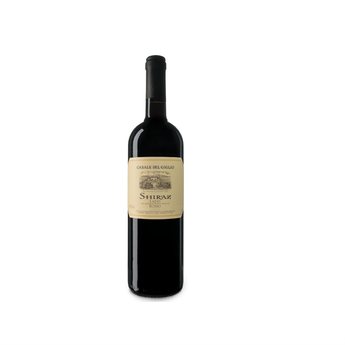 Bottle of Shiraz IGT Lazio red wine from Casale del Giglio, Italian Syrah with blackberry, spice, and chocolate notes.