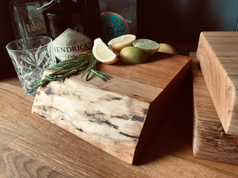 Chunky natural edge hardwood G&T cocktail cutting block