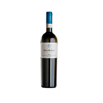 Bottle of Gavi DOCG del Comune di Gavi white wine from Piemonte, elegant Italian Cortese with citrus and floral notes.