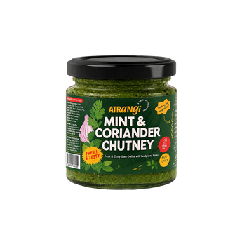 Jar of Atrangi Mint & Coriander Chutney on a white background