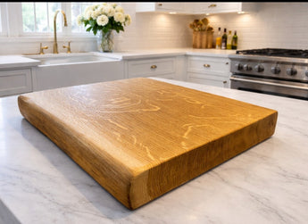 Small handmade rustic oak chopping board with natural live edge