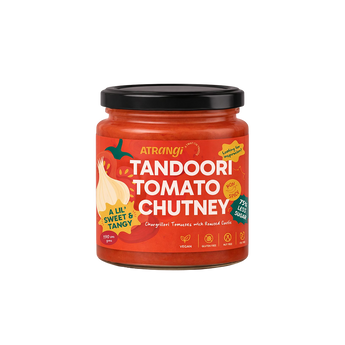 Jar of Arang Tandoori Tomato Chutney on a white background