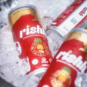 RISHH  Sparkling Hibiscus Drink - Pineapple & Ginger (4-PACK)