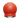 Red spherical object with a metallic base on a white background