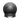 Black spherical object with a metallic base on a white background