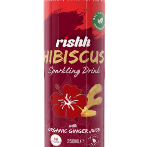 RISHH Original Hibiscus Sparkling Drink with organic Ginger Juice (4-PACK)
