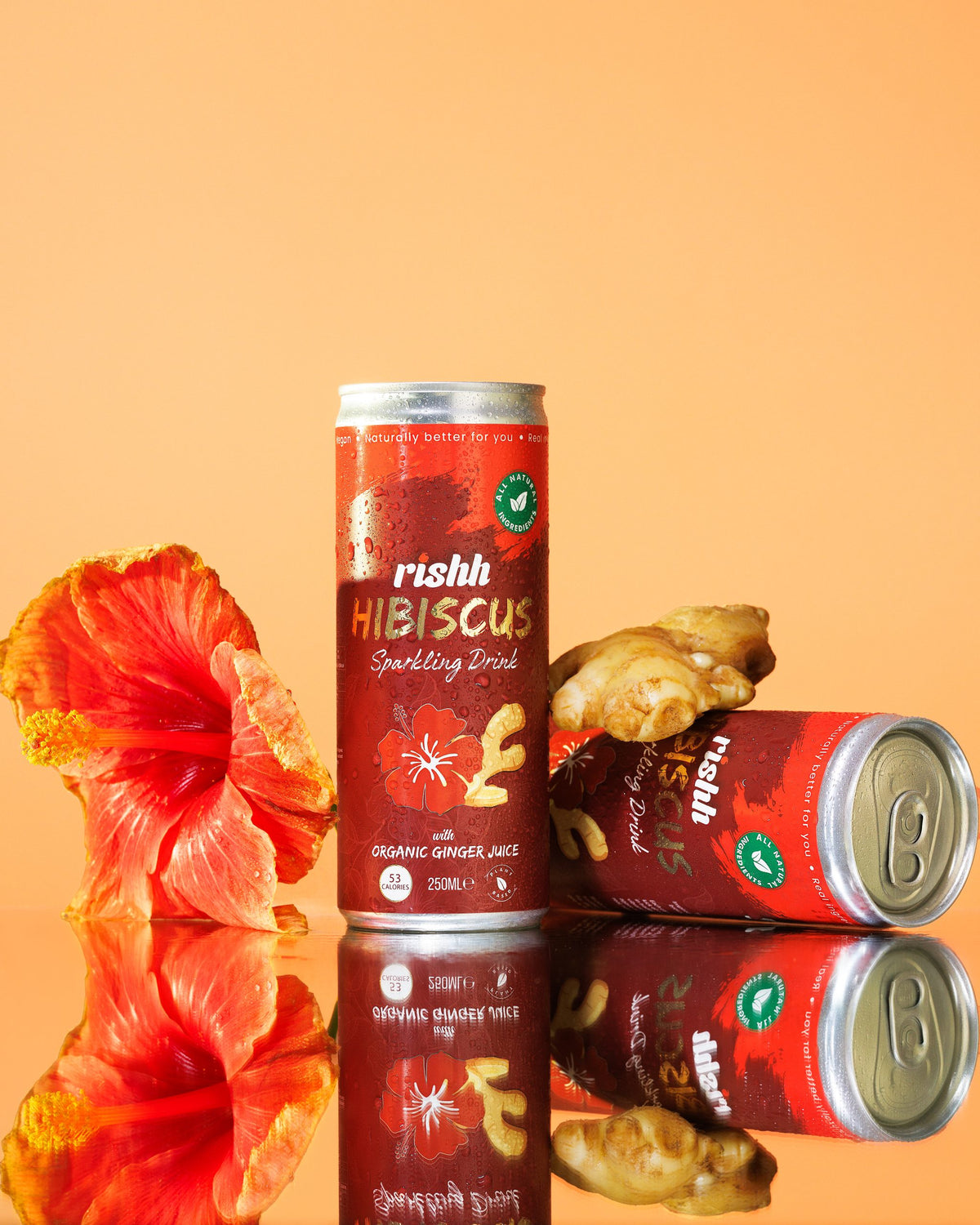 Sparkling Hibiscus Drink organic Ginger Juice