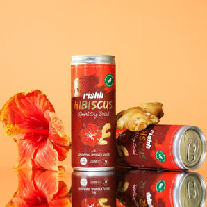 RISHH Sparkling Hibiscus Drink with organic Ginger Juice (4-PACK)