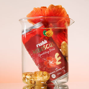 RISHH Sparkling Hibiscus Drink with organic Ginger Juice (4-PACK)