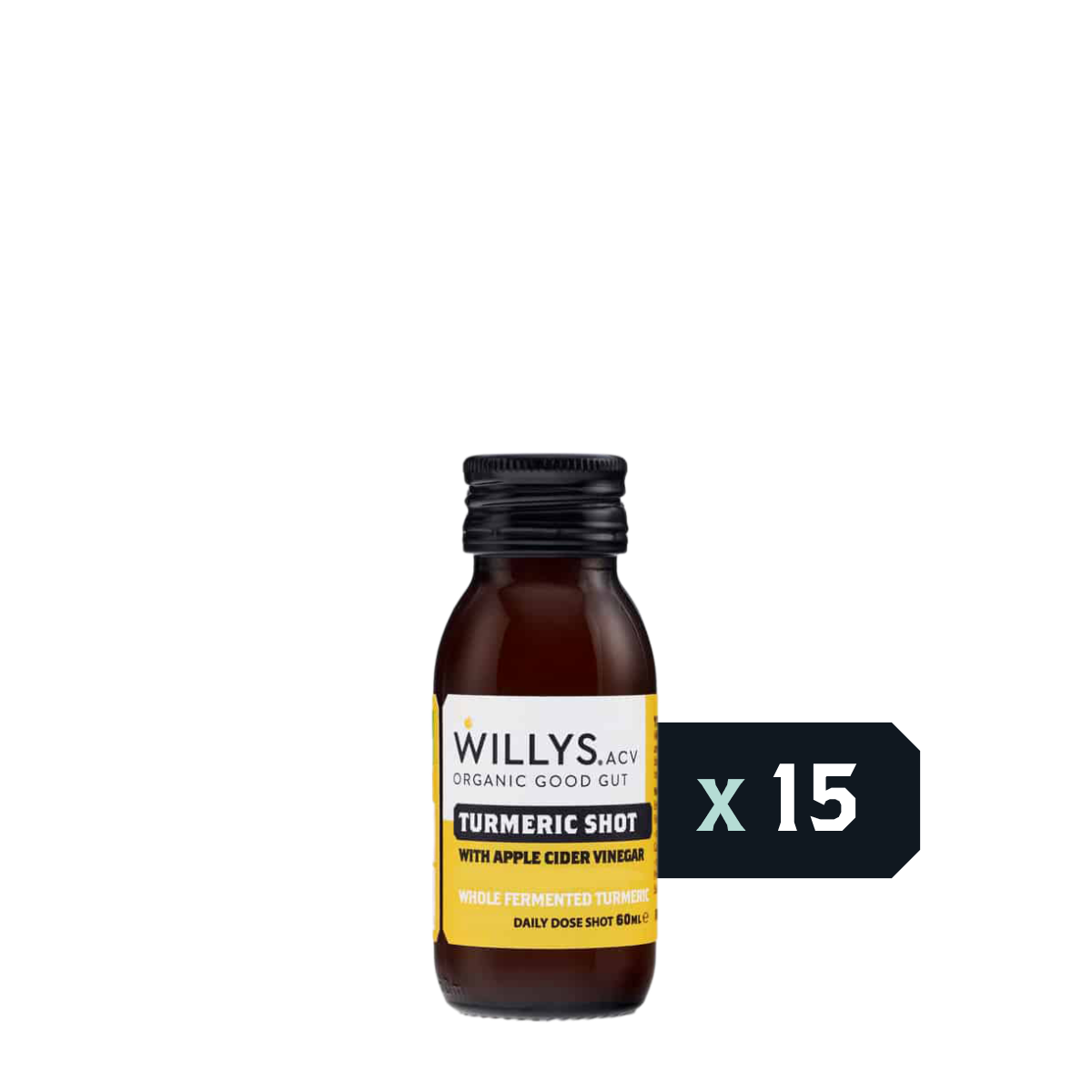 Willy's Turmeric Apple Cider Vinegar Shots - 15 Pack
