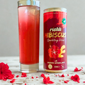 RISHH Original Hibiscus Sparkling Drink with organic Ginger Juice (4-PACK)