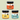 Three jars of different flavors with colorful labels on a light green background