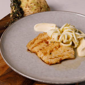 Roasted Cod With Celeriac Purée and Mustard Salad Cooking Recipe Kit Serves 2 Created by Chef Alex Webb - Chefs For Foodies