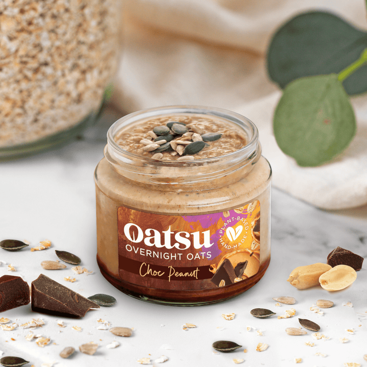 Oatsu Overnight Oats Mango Passionfruit Choc Peanut Banana Biscuit and Blueberry - Chefs For Foodies
