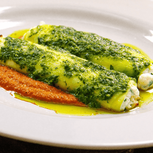 Courgette and Ricotta Cannelloni Recipe Kit with Roasted Red Pepper Sauce Cooking Serves 2 Created by Chef Alex Webb - Chefs For Foodies