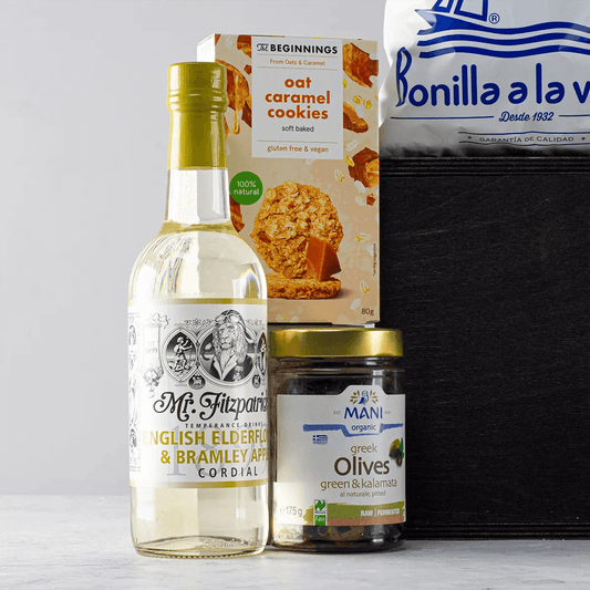 Prosecco and Gourmet Snacks Hamper in Luxury Pine Box - Chefs For Foodies