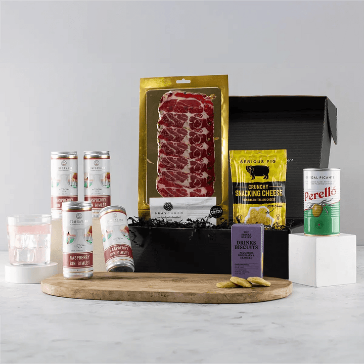 Raspberry Gin Gimblet Cocktail Gift Set and Snacks - Chefs For Foodies
