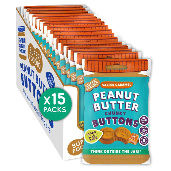 Superfoodio Salted Caramel Peanut Butter Buttons 15 x 20g - Chefs For Foodies