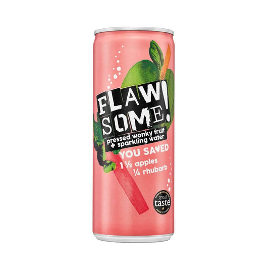 Flawsome! Drinks Apple & Rhubarb Lightly Sparkling Juice Drink 250ml - Chefs For Foodies