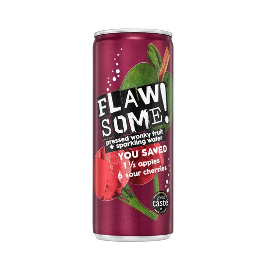 Flawsome! Drinks Apple & Sour Cherry Lightly Sparkling Juice Drink 24 x 250ml-1