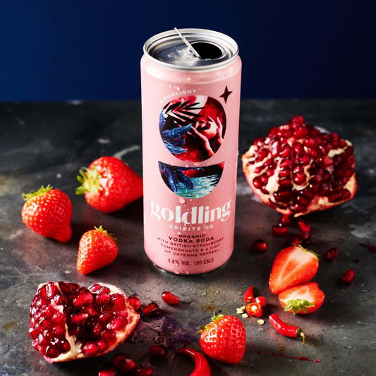 Goldling Spirits Co - Moonlight Organic Vodka Soda Strawberry, Pomegranate and Cayenne Pepper 330ml - Chefs For Foodies
