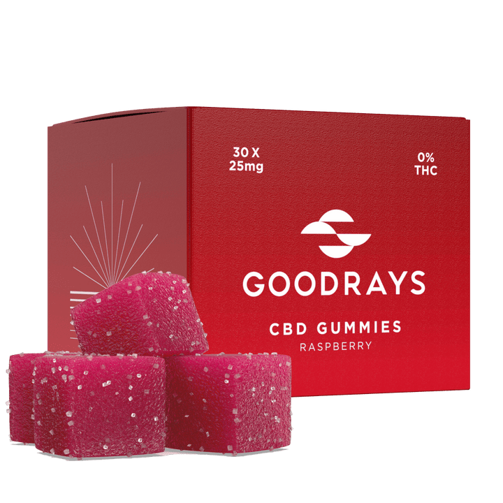 Goodrays - Raspberry CBD Gummies 25mg CBD 30 Gummies - Chefs For Foodies