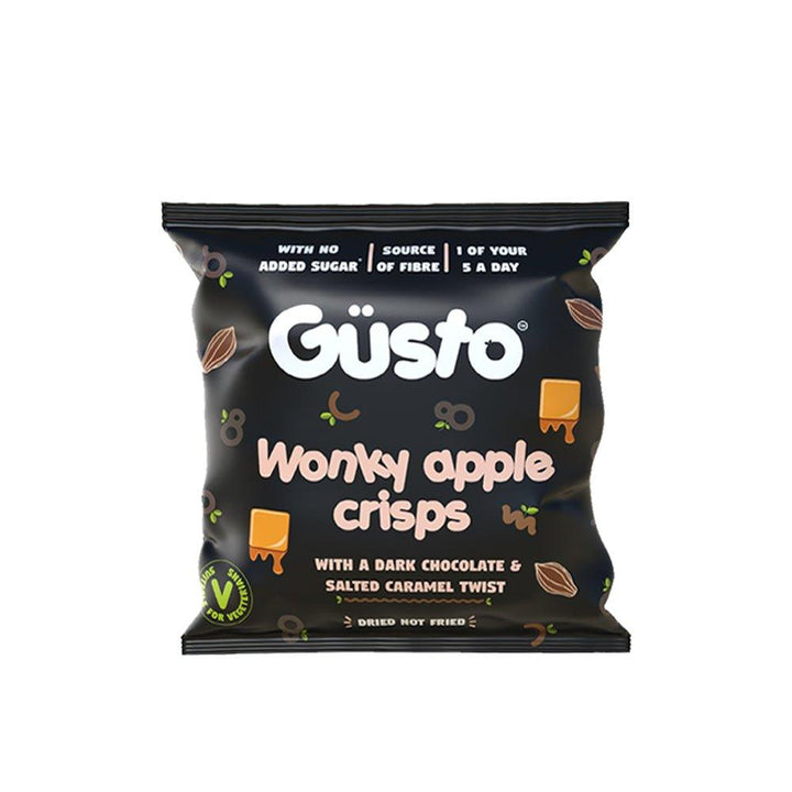 Gusto Snacks - Air-Dried Wonky Apple Crisps with Dark Chocolate & Salted Caramel 20g-1