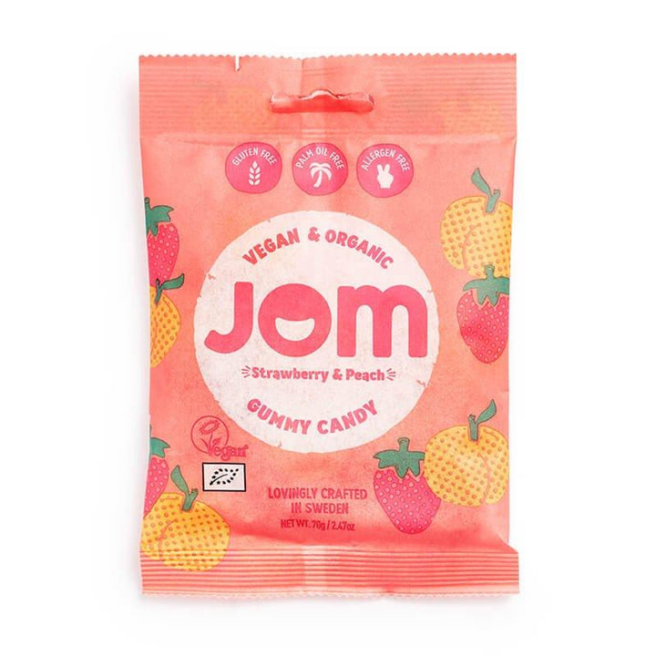 JOM - Organic and Vegan Strawberry & Peach Gummies 70g-1
