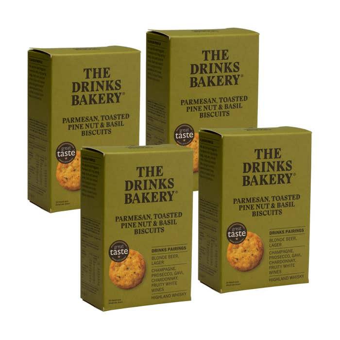 The Drinks Bakery - Parmesan, Toasted Pine Nuts & Basil Biscuits 4 x 110g - Chefs For Foodies