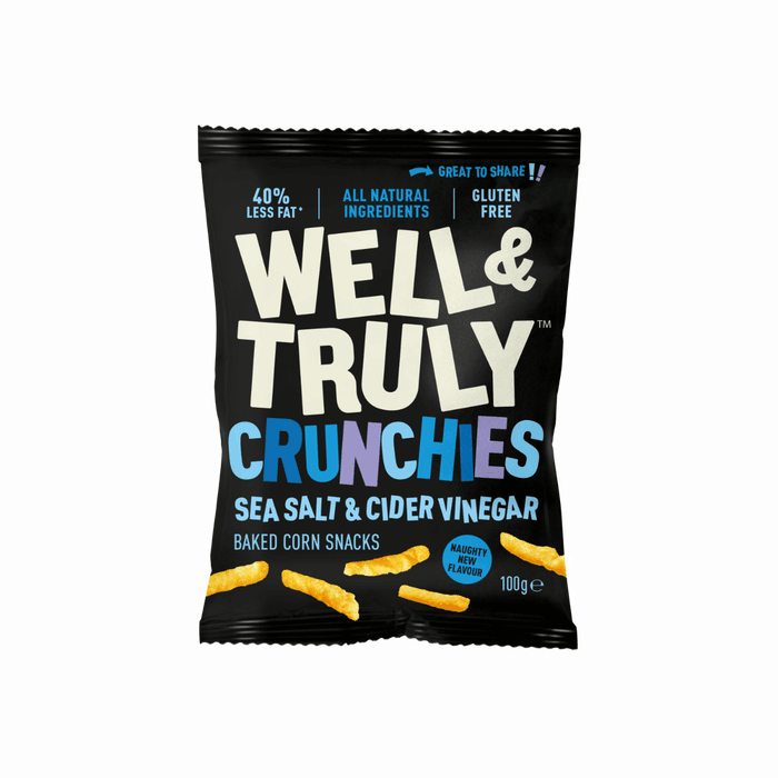 Well&Truly - Sea Salt & Cider Vinegar Crunchies Baked Corn Snacks Bag 100g-3
